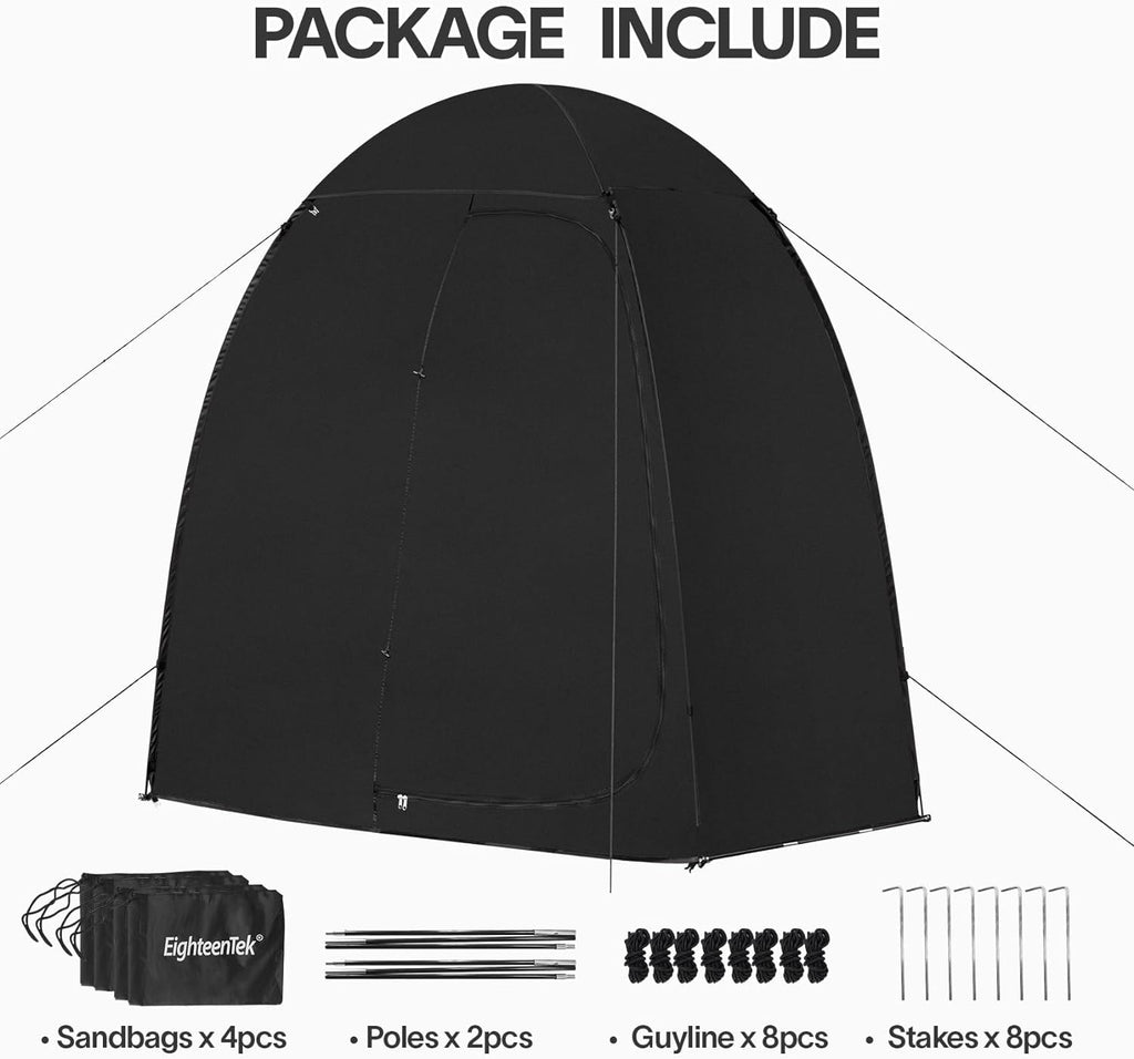 Camping Shower Tent Changing Room with Fixed Floor 2 Rooms and Doors Pop Up Privacy Shelter with Carry Bag 83"x43"x80" P38568