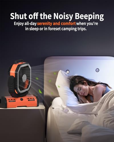 12 Inch 40000mAh Rechargeable Portable Oscillating Fan with LED Lantern G4152