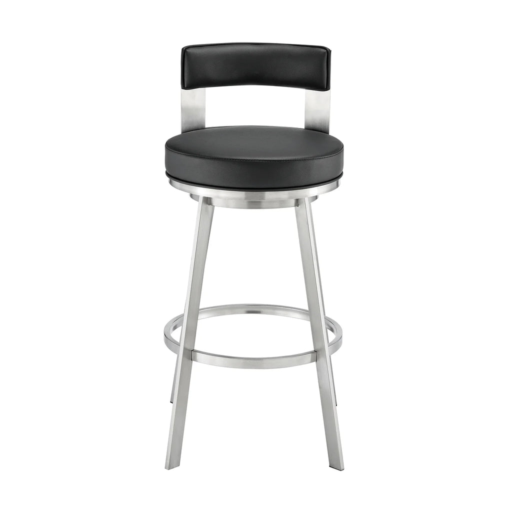 Swivel Faux Leather/Metal Counter Stool in Black/Chrome U5139