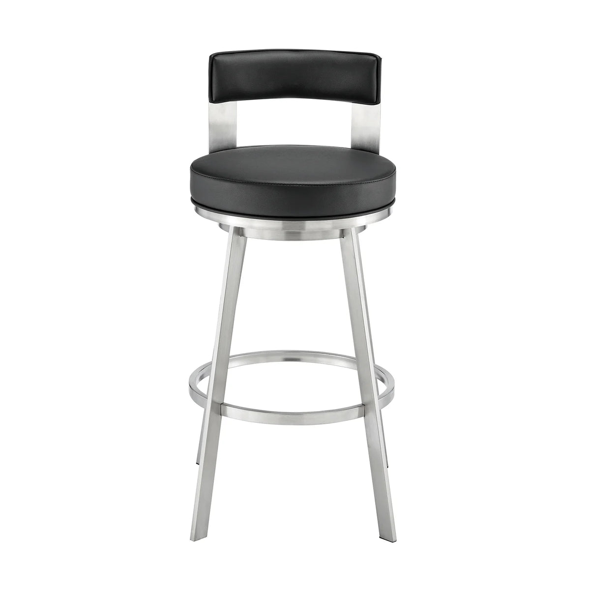 Swivel Faux Leather/Metal Counter Stool in Black/Chrome U5139
