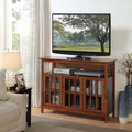 Dark Walnut TV Stand with Storage Cabinets and Shelf H92030