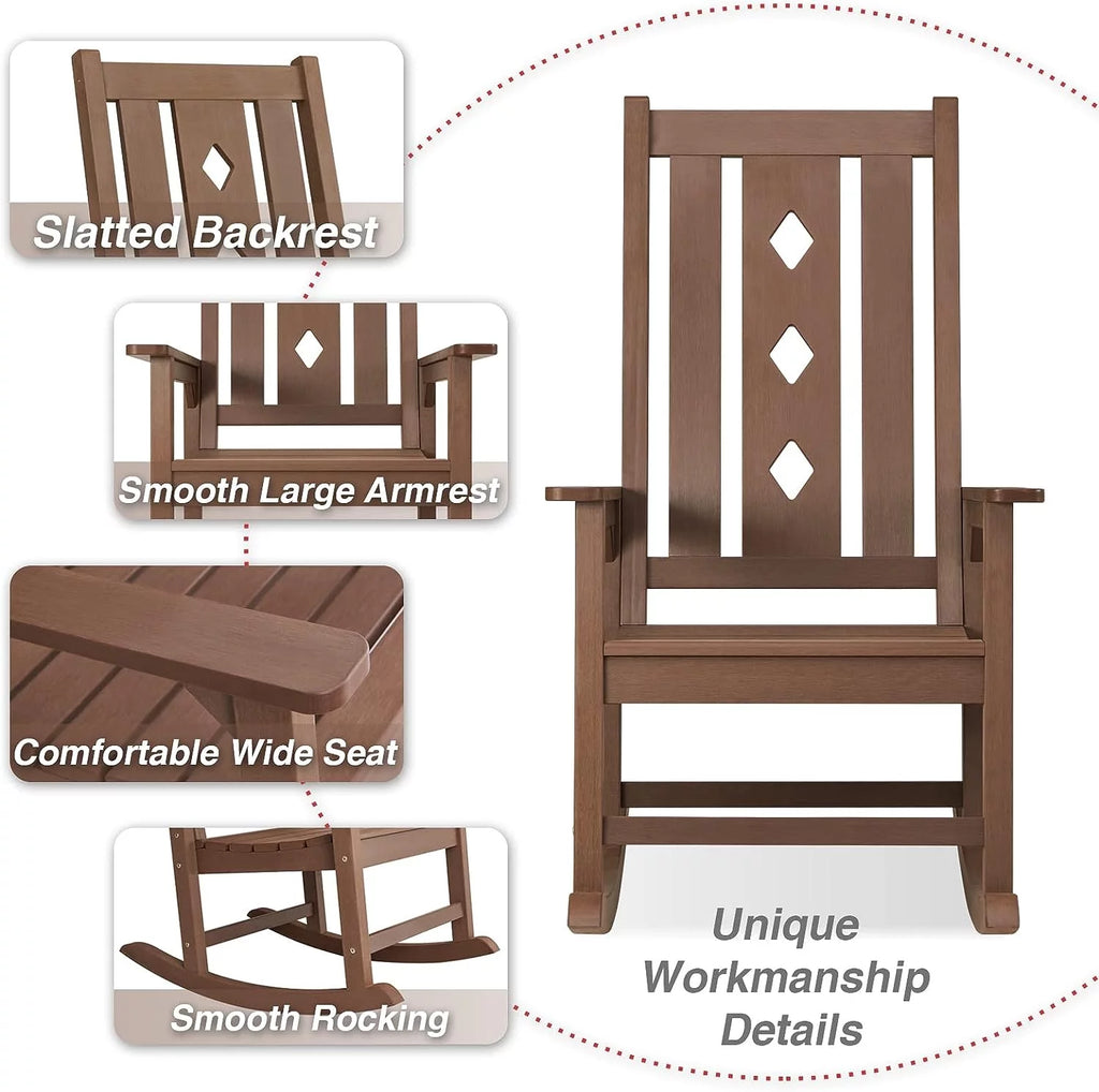 Oversized Weather Resistant Rocking Chair 350lbs Black J78741