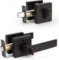 3 Pack Keyed Alike Heavy Duty Entrance Lever Door Handle with Single Keyed Square Deadbolt Set T6537