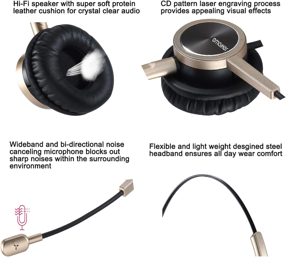 Gold USB Headset with Noise Cancelling Microphone G814