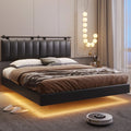 Queen Floating Bed Frame with LED Lights and Wall Mounted Headboard R683