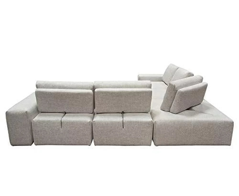 Light Brown Fabric 5-Seater Corner Sectional U585432