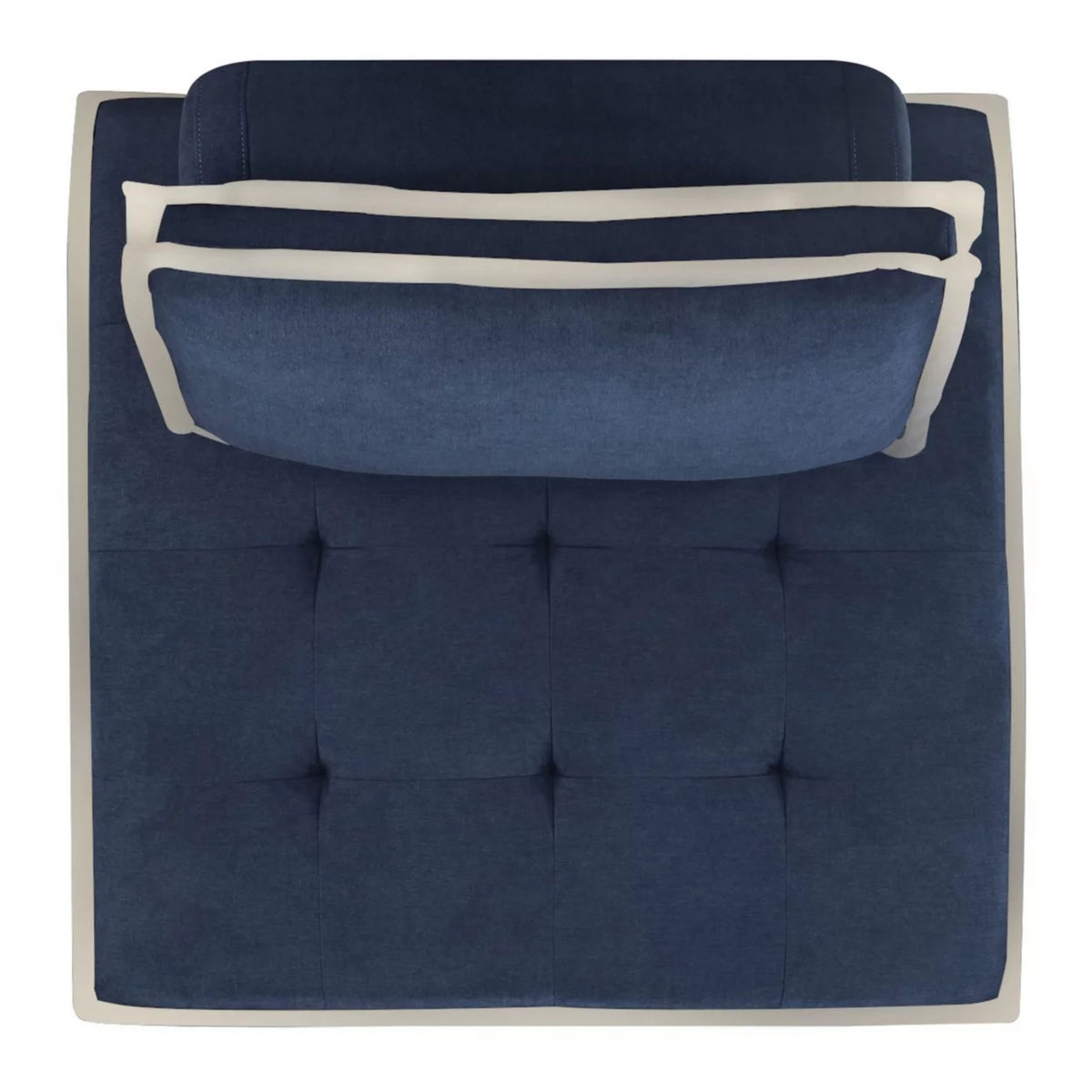 Navy Blue And Cream Fabric Armless Accent Chair Y7063