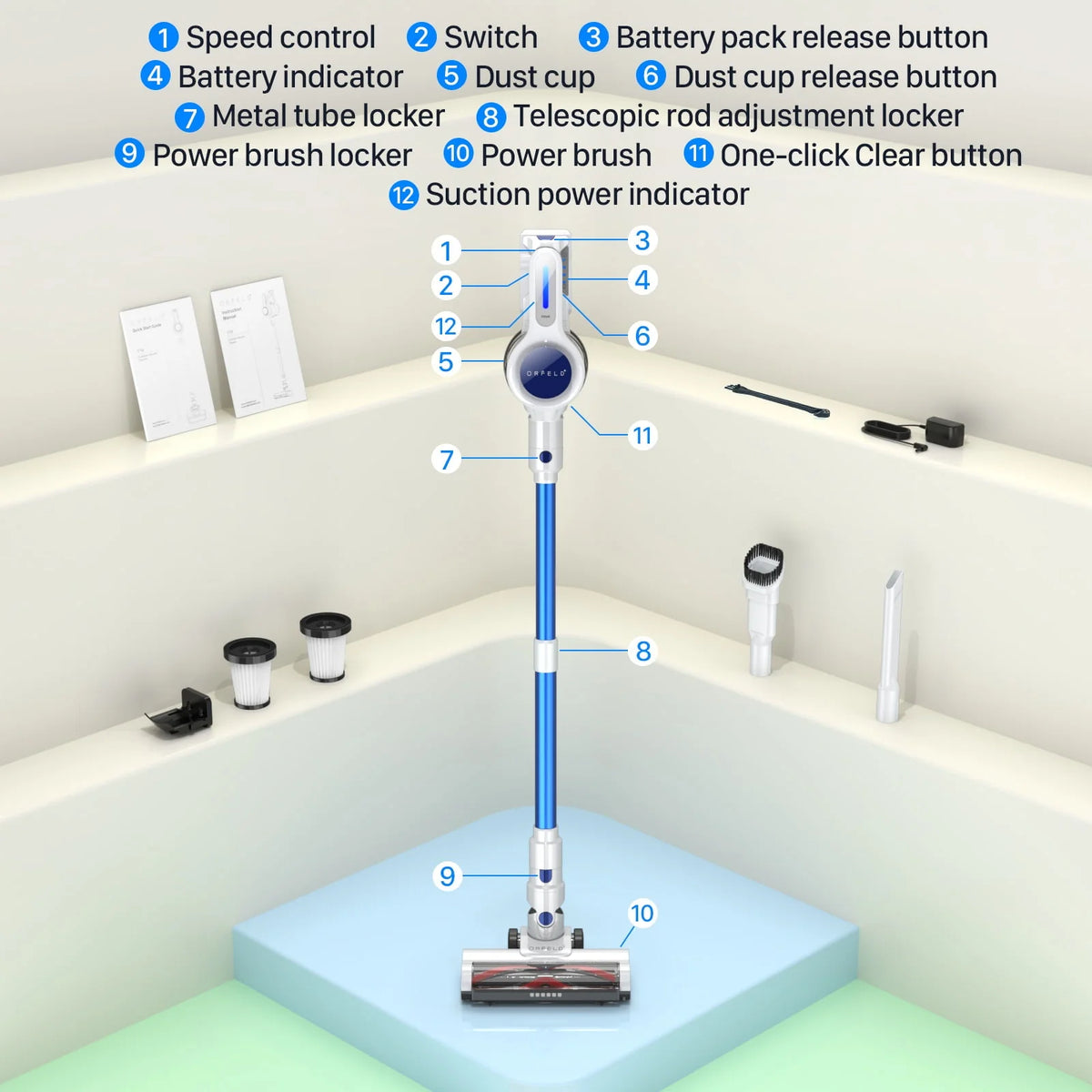 Cordless Vacuum Cleaner with 2200mAh Battery A795