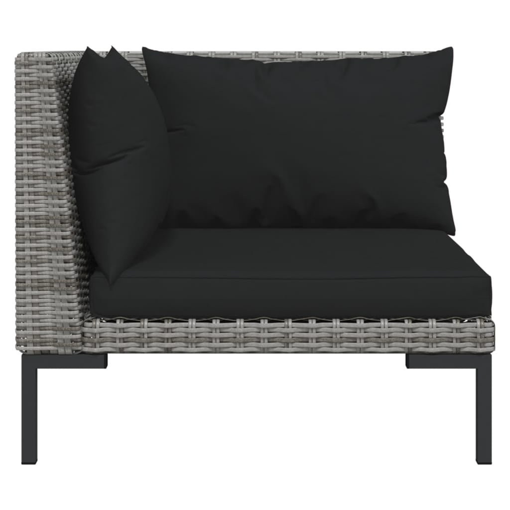 4 Piece Poly Rattan Outdoor Sectional Sofa Set with Cushions Steel Frame V5566