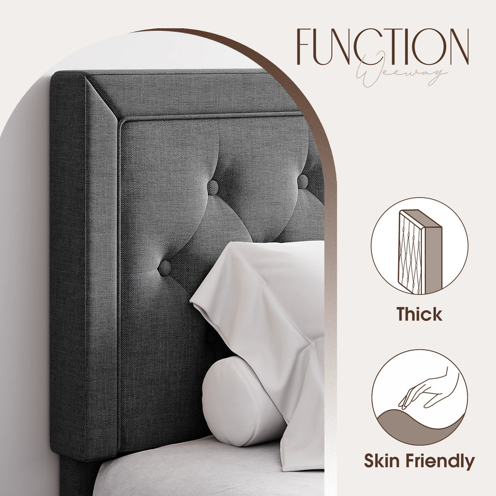 Queen Size Upholstered Platform Bed Frame with Adjustable Headboard I359