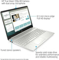 15.6 inch Full HD Laptop, AMD Ryzen 5-5500, Radeon Graphics, Webcam, Windows 10 Home, Natural Silver, 8GB, 256GB SSD C235