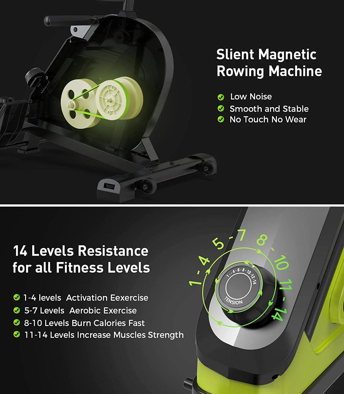 Magnetic Rowing Machine with LCD Monitor, Tablet Holder G3961