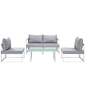 White Grey Fabric Outdoor Patio Sectional Sofa Set E385