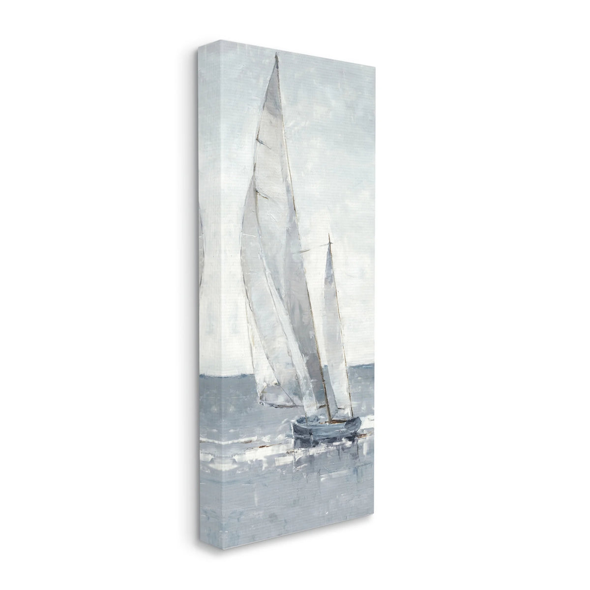 Grey Sailboat Nautical Abstraction Coastal Painting Gallery Wrapped Canvas Print Wall Art L358