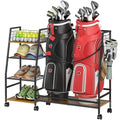 Golf Bag Storage Rack with Wheels, Black L30502