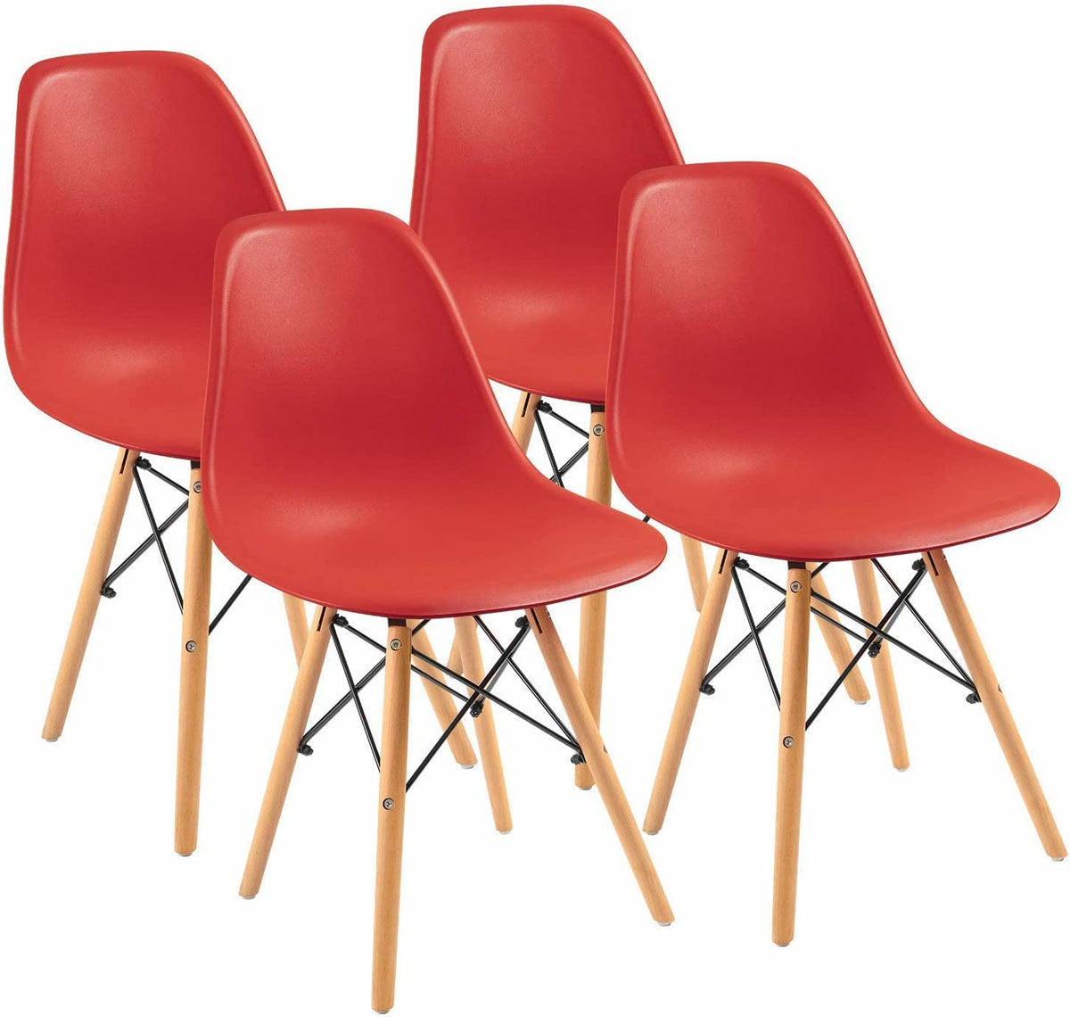 Red Plastic Dining Chair Set of 4 L9953