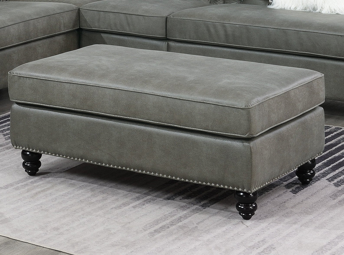 Slate Grey Leatherette Cocktail Ottoman Z959