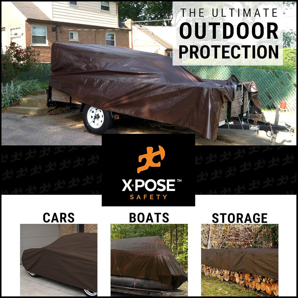 16' x 20' Brown 16 Mil Waterproof Poly Tarp Cover with Grommets and Reinforced Edges V9154