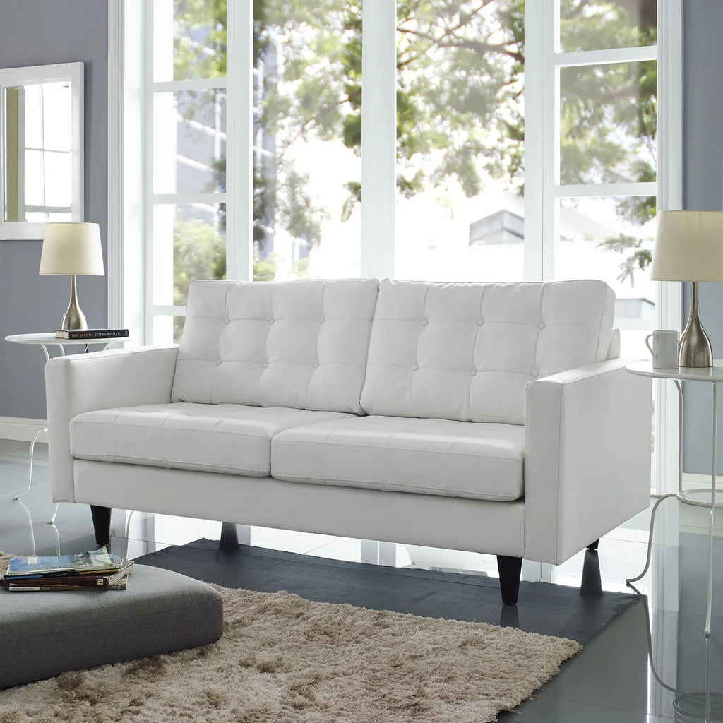 White Bonded Leather Loveseat Y6000