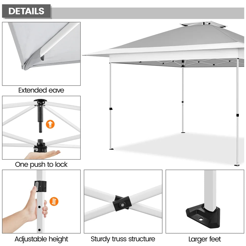13 x 13 ft Pop-Up Canopy with Overhang and Rolling Storage Bag B460
