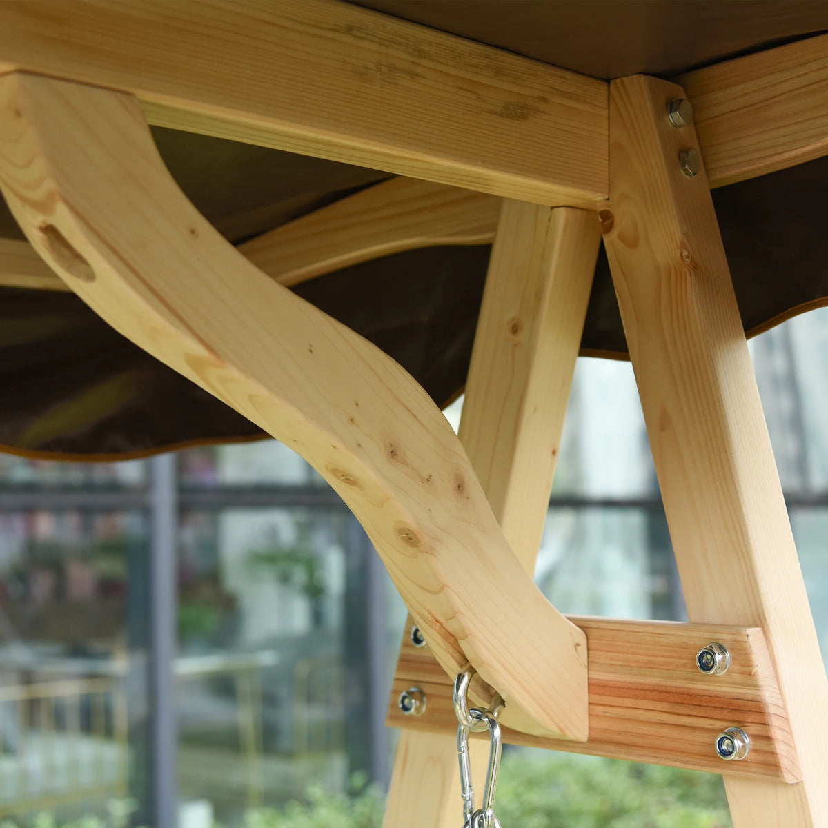 2-Person Outdoor Porch Swing with Wooden Stand X8201