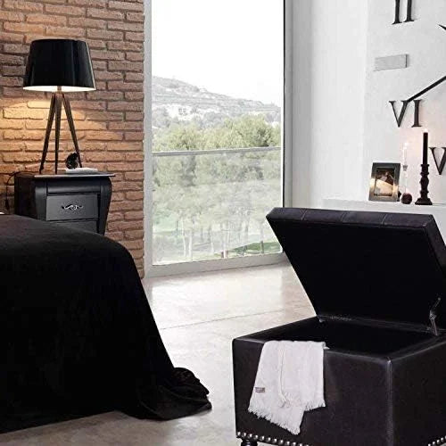17.7" Brown Faux Leather Tufted Flip Top Ottoman B770153