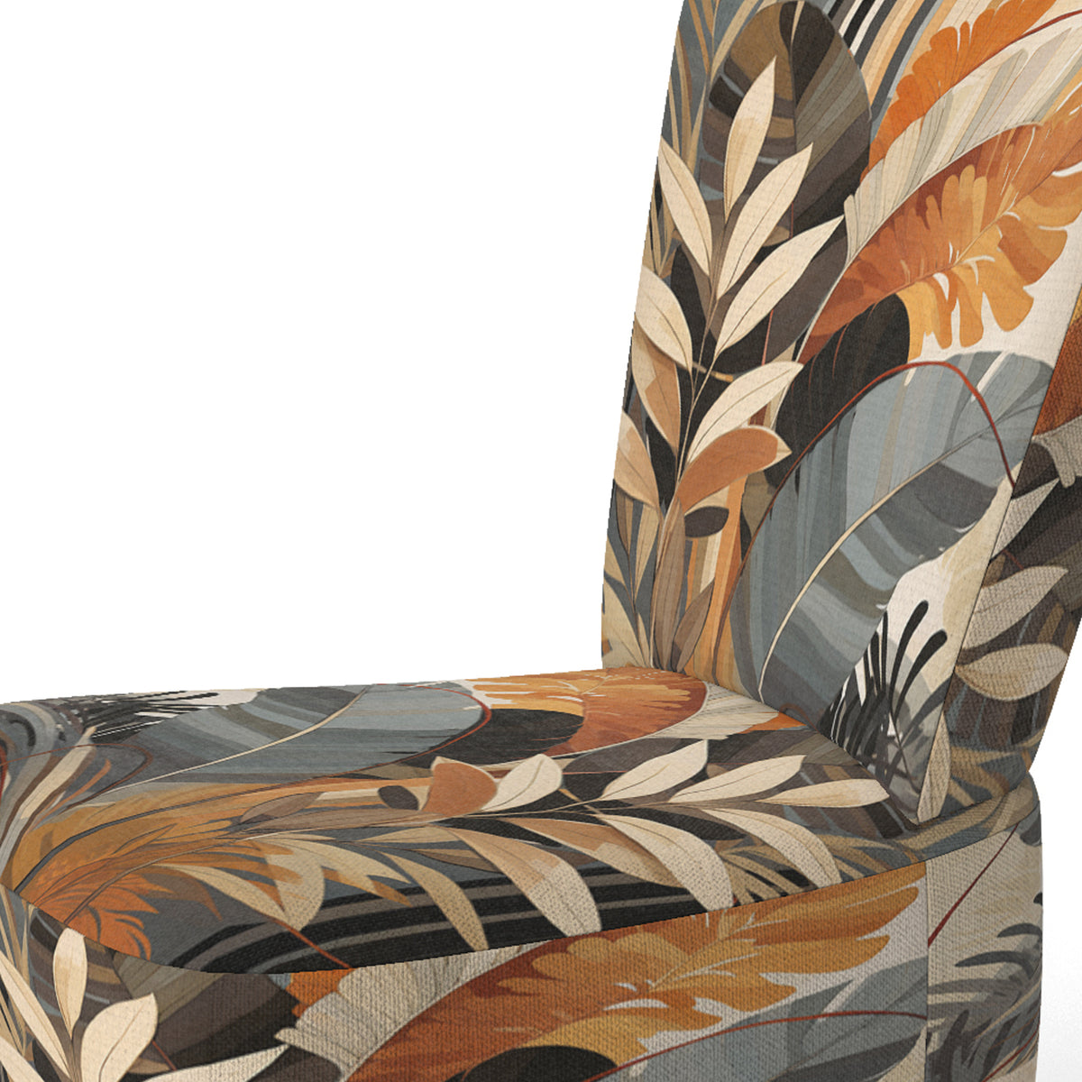 Brown Leaves Floral Pattern Upholstered Accent Chair Z9360