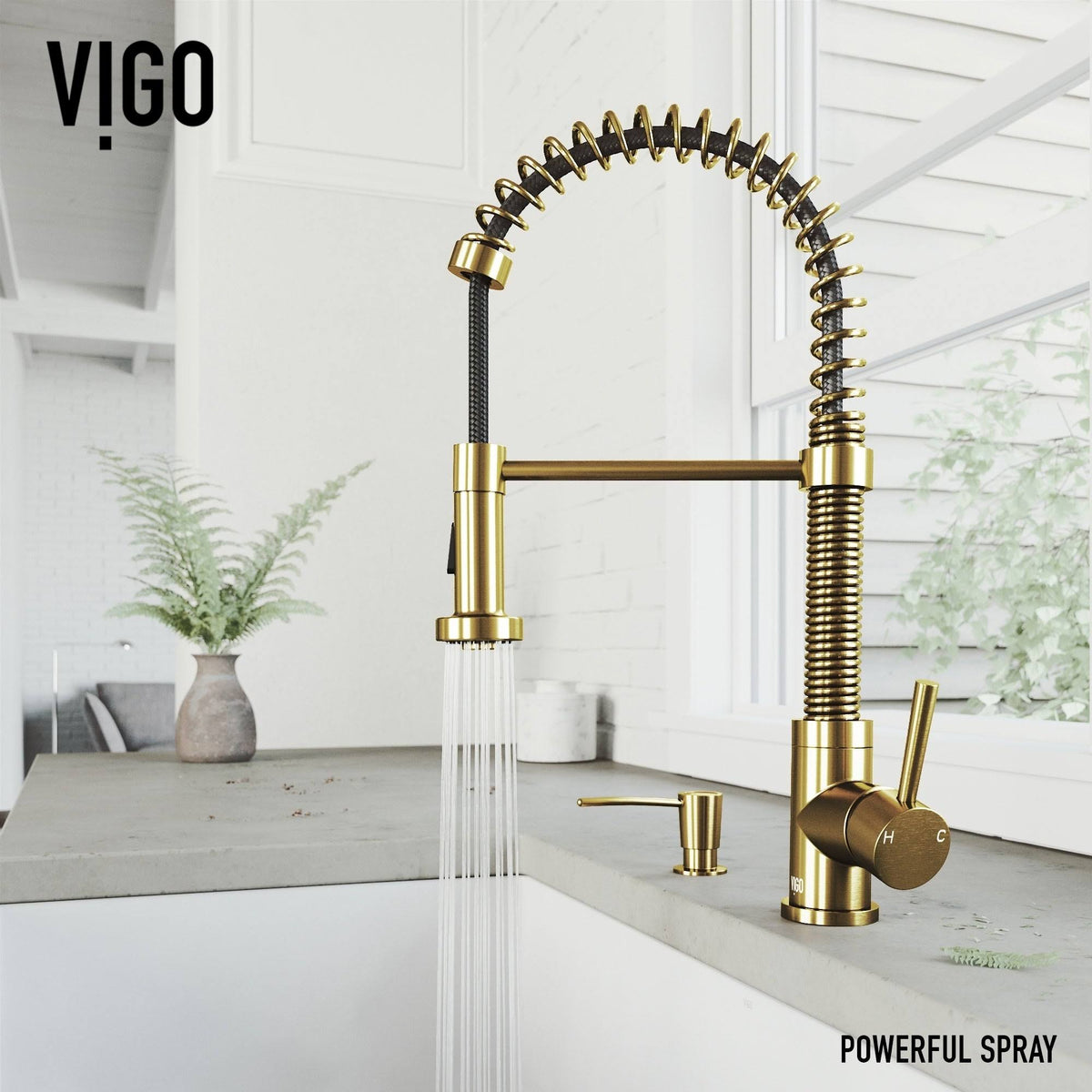 Matte Gold Pull-Down Kitchen Faucet with Soap Dispenser P395677