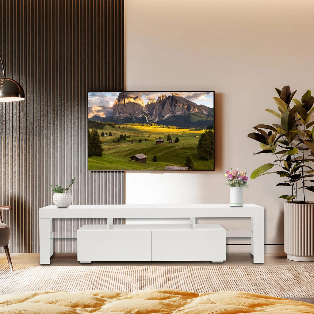 High Gloss TV Stand Cabinet with 2 Storage Drawers X5407