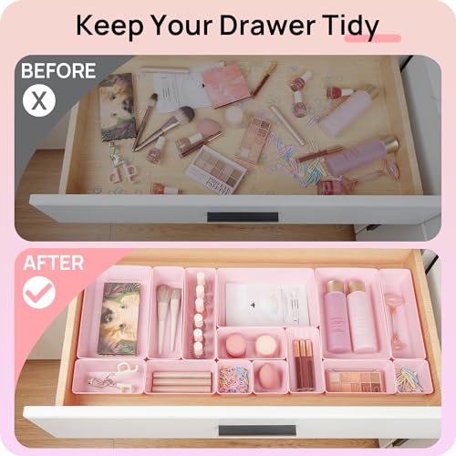 25 PCS Clear Plastic Drawer Organizers Set F7118