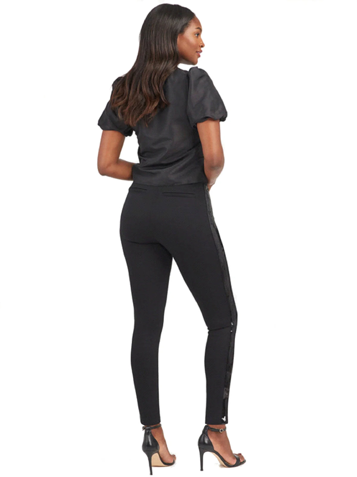 Ponte Skinny Pants with Sequin Tuxedo Legs N555