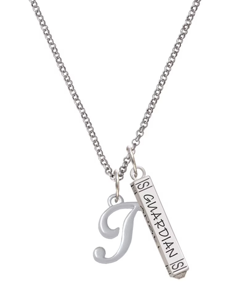 Silvertone Initial Bar Charm Necklace, 23" L680304