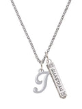 Silvertone Initial Bar Charm Necklace, 23" L680304
