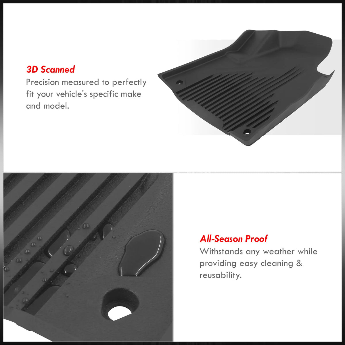 All Weather Heavy Duty Rubber Floor Mats Liner Front & Rear Set O371
