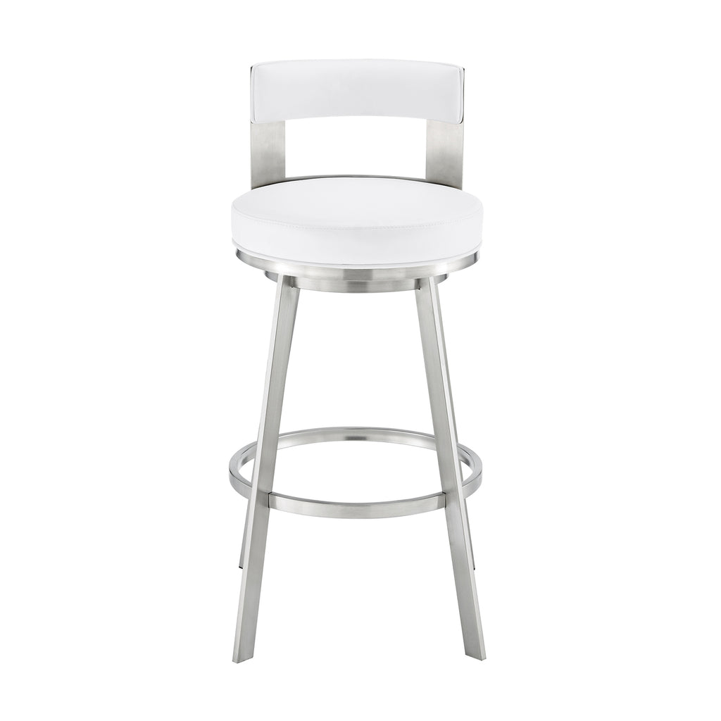 Swivel Faux Leather/Metal Counter Stool in Black/Chrome U5139