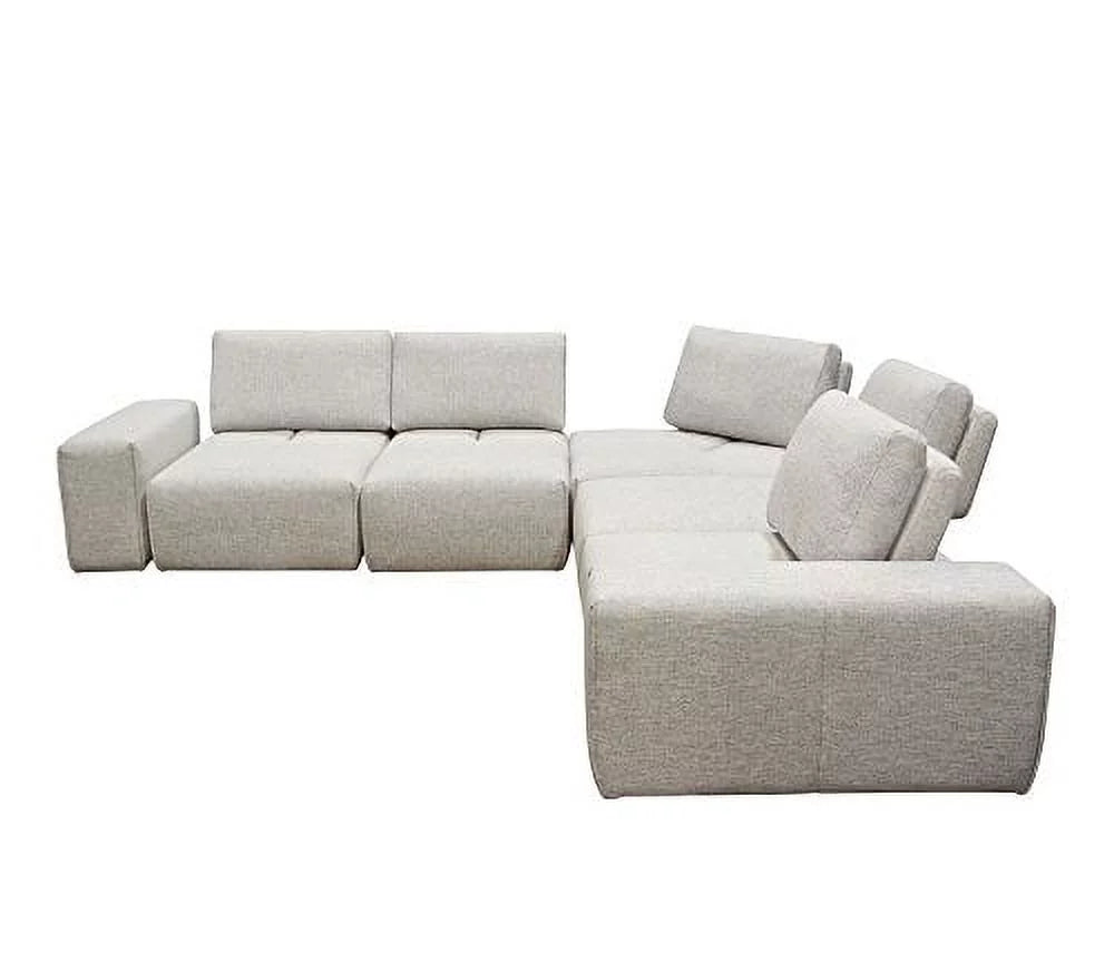 Light Brown Fabric 5-Seater Corner Sectional U585432