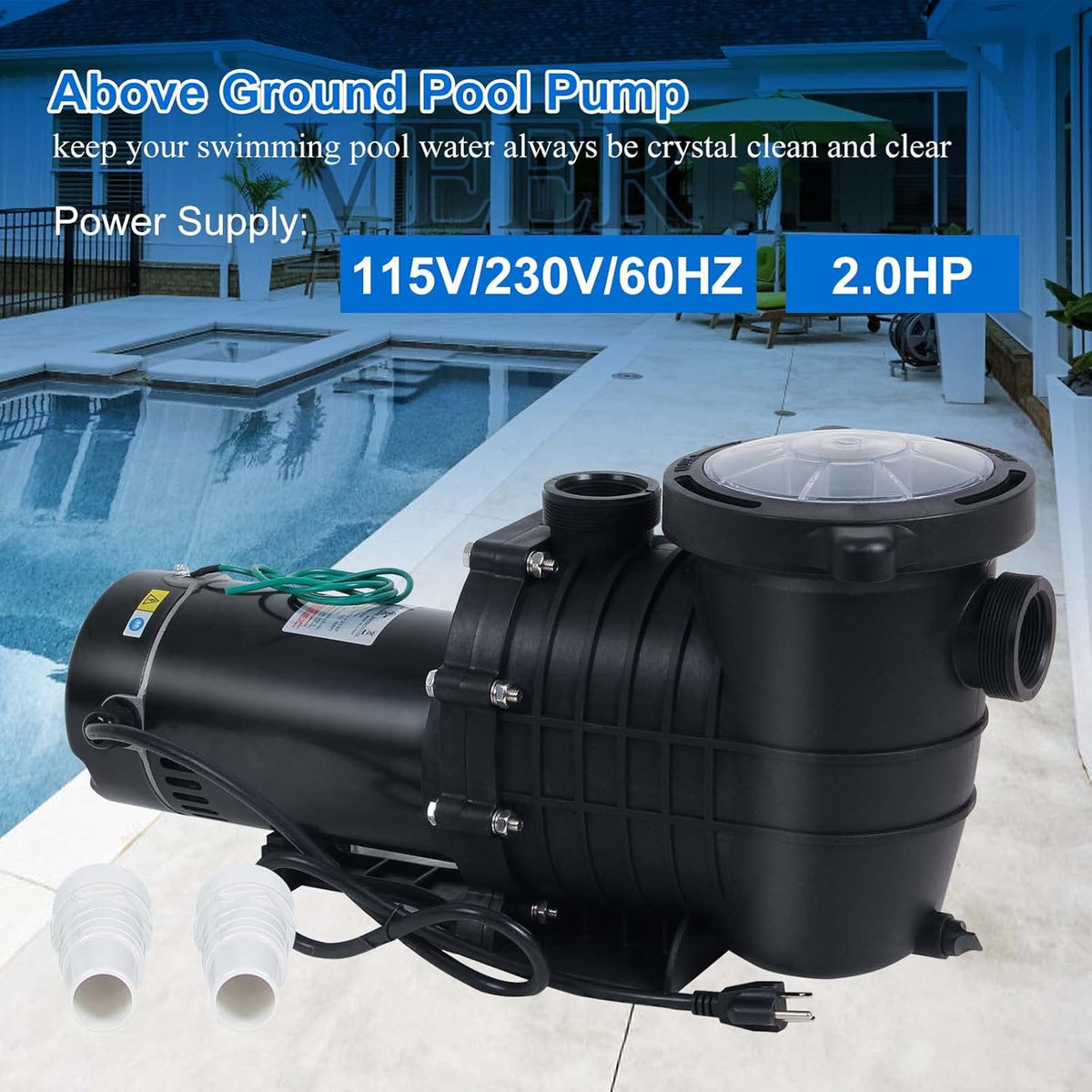 2HP Dual Volt Pool Pump with Strainer Y31002