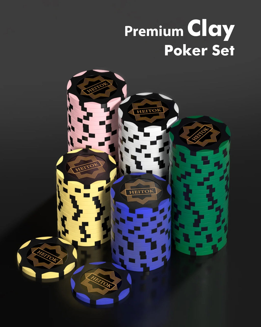 300 PCS 14 Gram Clay Poker Chips Set with Carrying Case Q819556