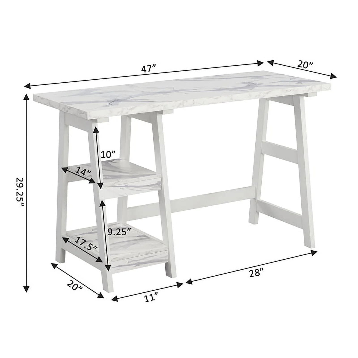 White Trestle Desk with Shelves U6192
