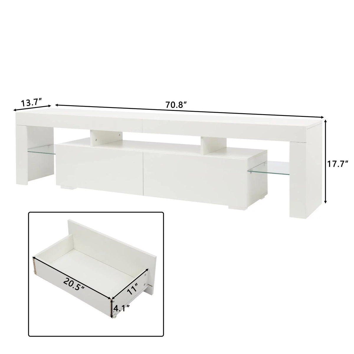 High Gloss TV Stand Cabinet with 2 Storage Drawers X5407