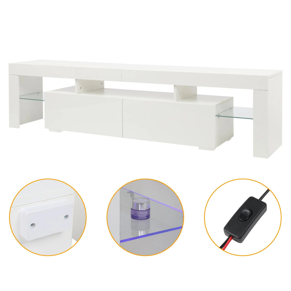 High Gloss TV Stand Cabinet with 2 Storage Drawers X5407