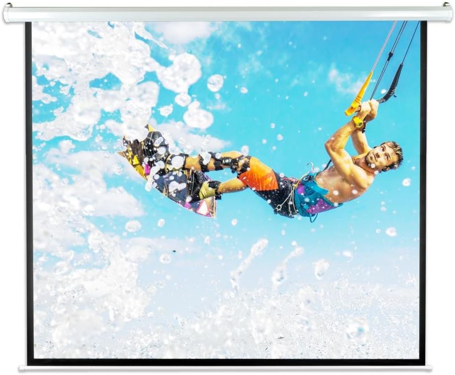 84" Portable Motorized Matte White Projector Screen with Remote and Case Q187001