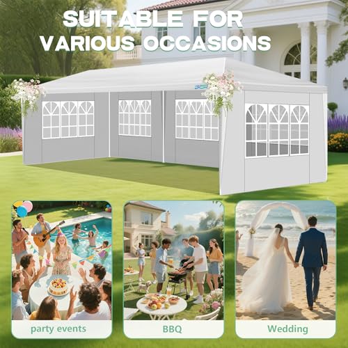 10X30FT White Canopy Tent with 5 Removable Sidewalls R899