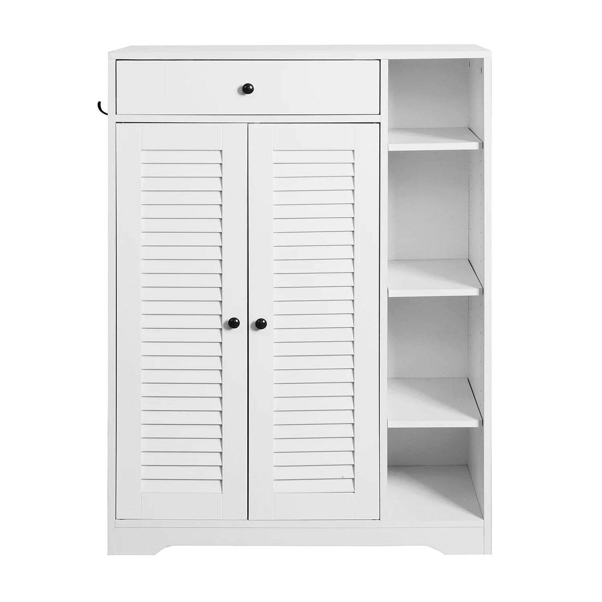 White Freestanding Shoe Rack Organizer with 2 Shutter Door N4769