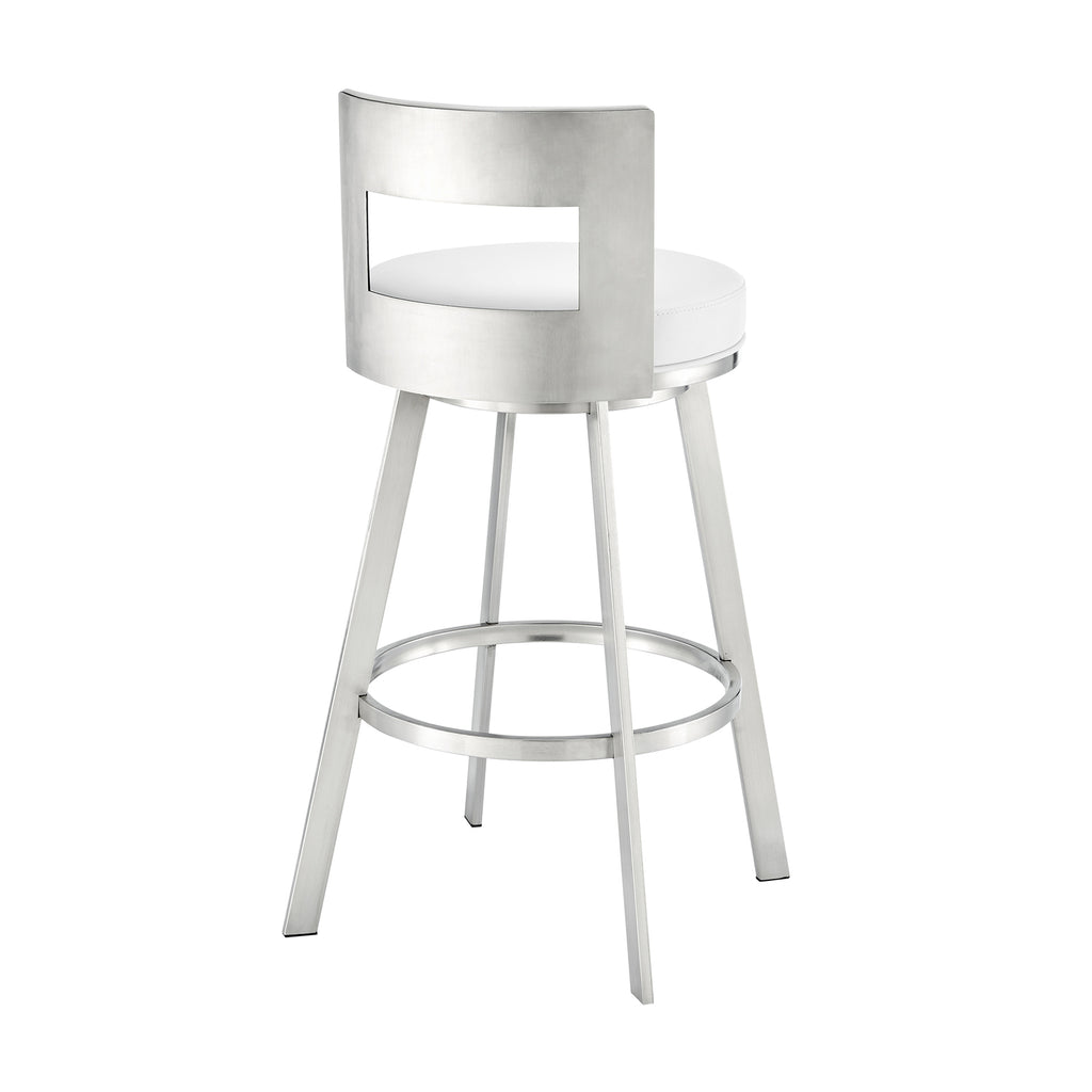 Swivel Faux Leather/Metal Counter Stool in Black/Chrome U5139