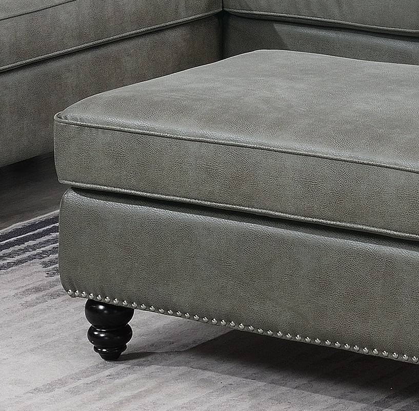 Slate Grey Leatherette Cocktail Ottoman Z959