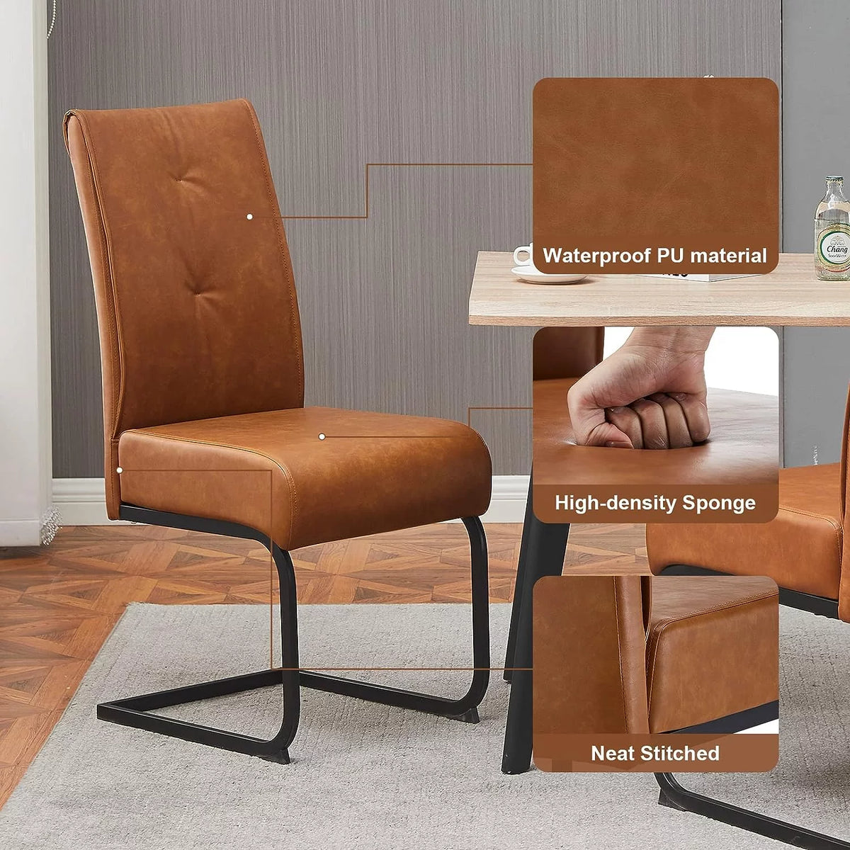 High Back Dining Chairs Set of 2 Brown A63671