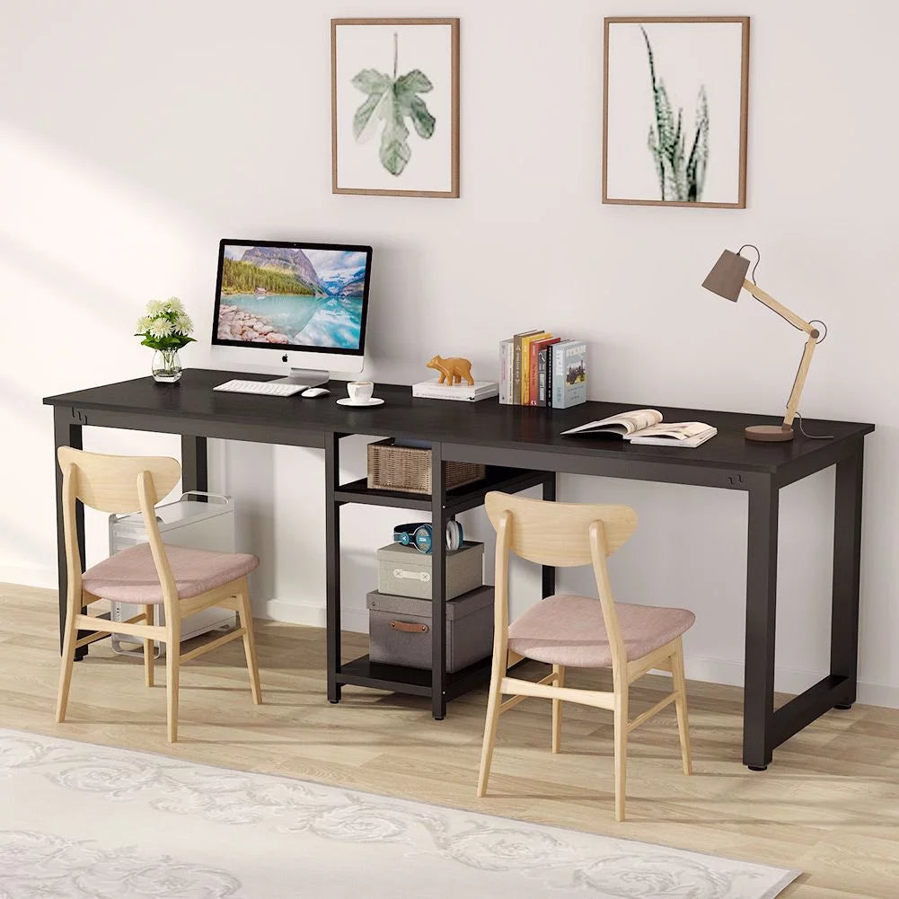 78 Extra Large Two Person Computer Desk with Shelf R88186