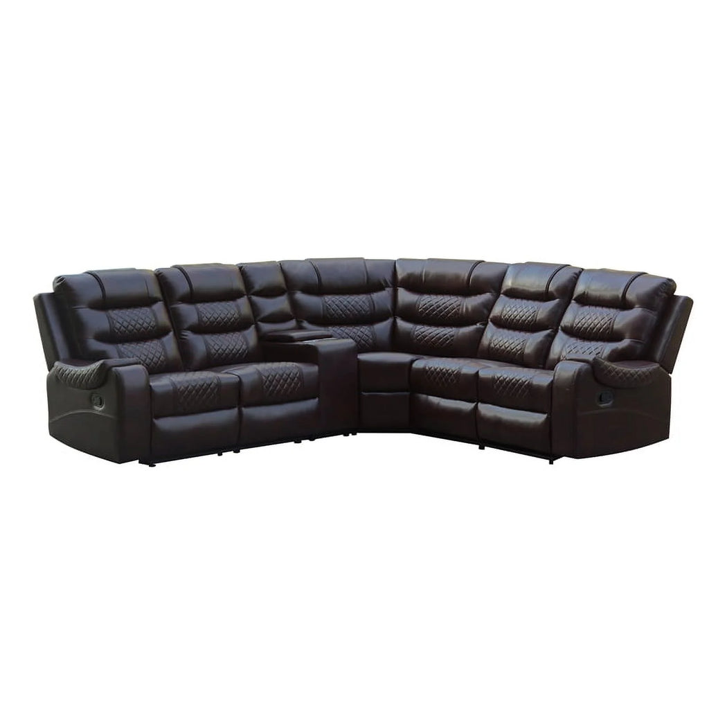 Brown Faux Leather Reclining Sectional S296