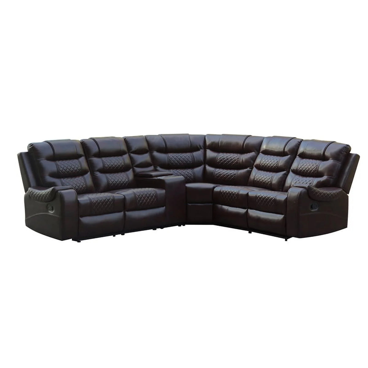 Brown Faux Leather Reclining Sectional S296